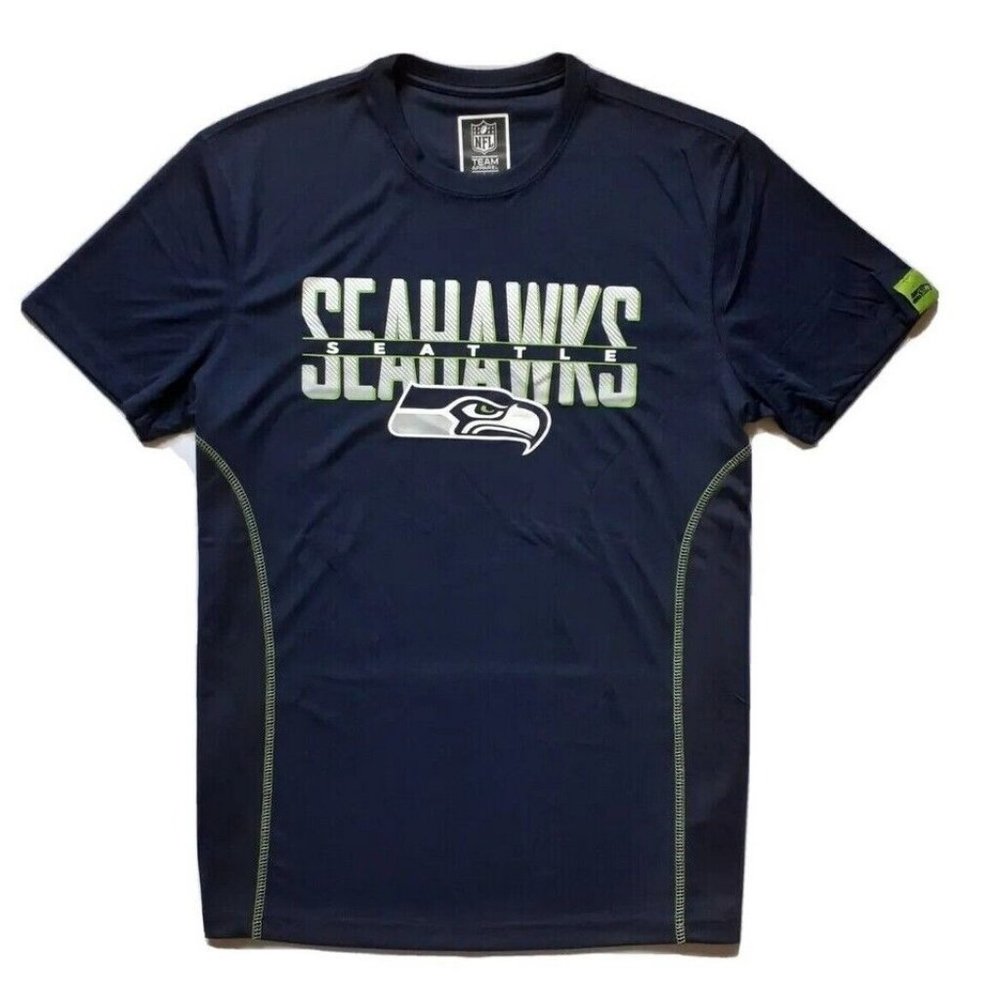 Seattle Seahawks Mens Dri Fit Football Shirt T-Shirt L Large Blue Green NEW
